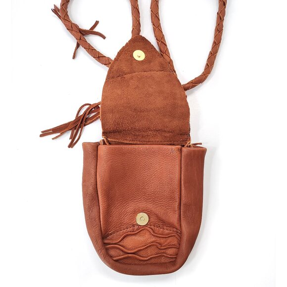 Deerskin Crossbody Purse Medicine Bag Fringe Beaded Soft USA Handmade Moondancer - Picture 4 of 16